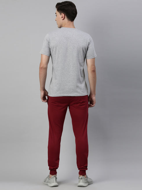 Grey & Maroon Solid Lounge Set